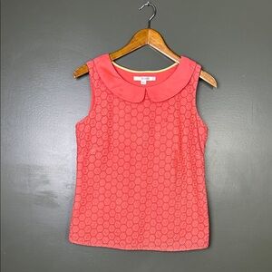Boden Coral Eyelet Sleeveless Camisole with Peter Pan Collar